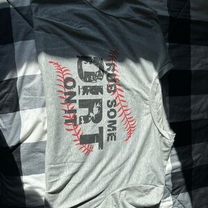 Gray Graphic T-Shirt with Red Accents